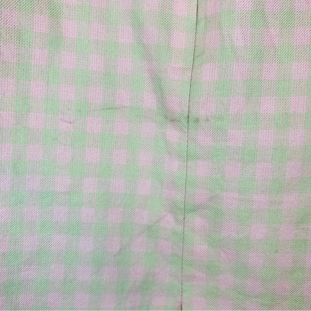 Burberry Pink & Green Gingham Check Pencil Midi Skirt Vintage Designer Size 6P